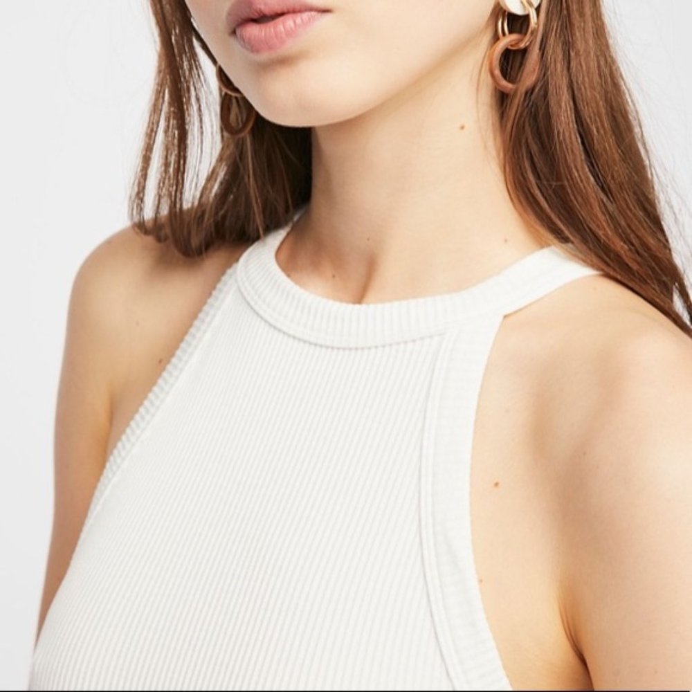 NWT Free People wide rib seamless cami in white